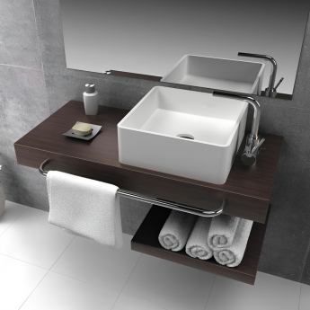 Verona Galvano Square Solid Surface Sit-On Counter Top Basin 380mm Wide - 0 Tap Hole