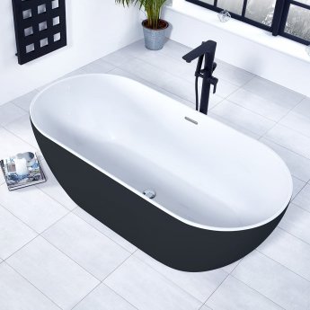 Verona Graphite Summit Freestanding Double Ended Bath 1680mm x 800mm - Black Outer