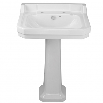 Verona Holborn Basin with Full Pedestal 610mm Wide - 2 Tap Hole