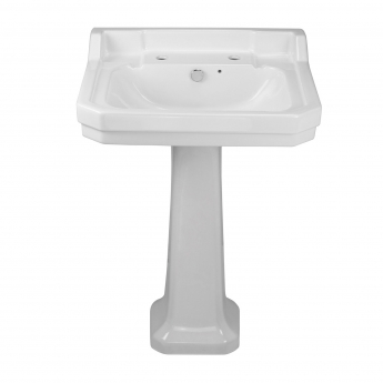 Verona Holborn Basin with Full Pedestal 610mm Wide - 2 Tap Hole