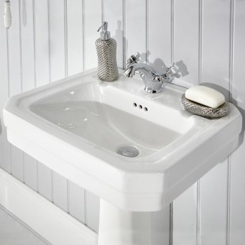 Verona Holborn Basin with Full Pedestal 560mm Wide - 1 Tap Hole