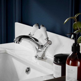 Verona Holborn Mono Basin Mixer Tap Dual Handle with Click-Clack Waste - Chrome
