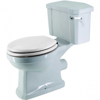 Verona Holborn Close Coupled Toilet with Lever Cistern - White Wooden Soft Close Seat