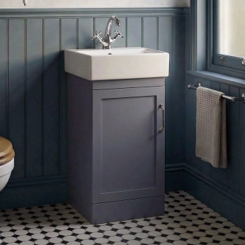 Verona Imperia 450mm Floor Standing 1-Door Cloakroom Vanity Unit with Basin | Product Image