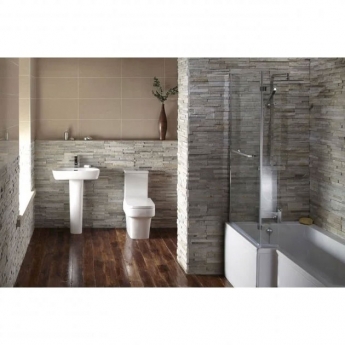 Verona Tungstenite L-Shaped Shower Bath with Panel and Screen - Acrylic