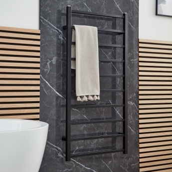 Verona Leonardo Textured Black Designer Towel Rail | Product Image