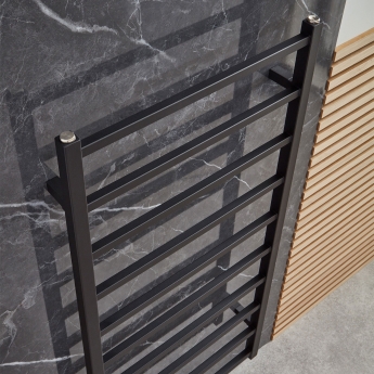 Verona Leonardo Textured Black Designer Towel Rail | Product Image