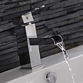 Verona Liberty Waterfall Mono Basin Mixer Tap with Sprung Waste - Chrome