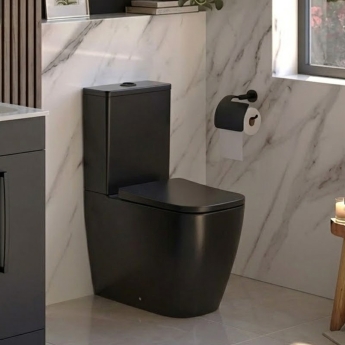 Verona Lovito Black Rimless Fully Back to Wall Close Coupled Toilet (inc Soft Close Seat) | Product Image