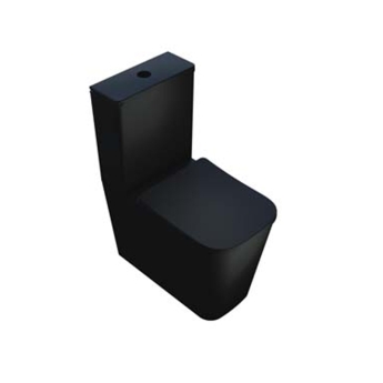 Verona Lovito Black Rimless Fully Back to Wall Close Coupled Toilet (inc Soft Close Seat) | Product Image