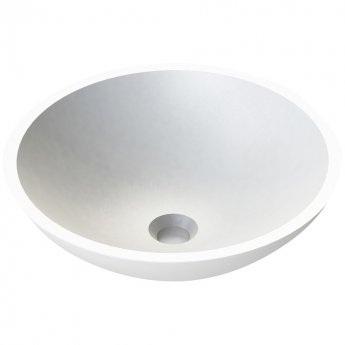 Verona Prince Round Solid Surface Sit-On Counter Top Basin 380mm Wide - 0 Tap Hole
