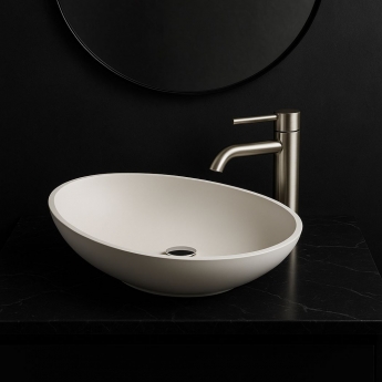 Verona Queen Oval Solid Surface Sit-On Counter Top Basin 572mm Wide - 0 Tap Hole