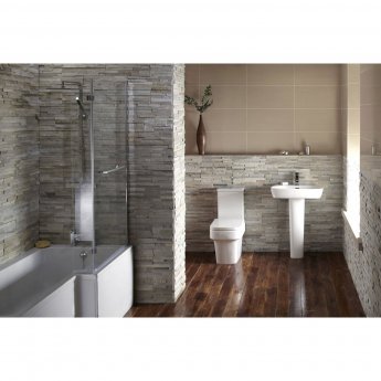 Verona Tungstenite L-Shaped Shower Bath with Panel and Screen - Acrylic