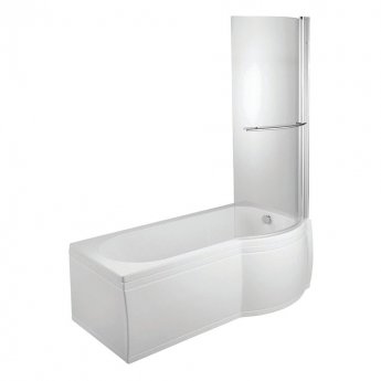 Verona Tungstenite P-Shaped Shower Bath with Panel Curved Screen - Acrylic