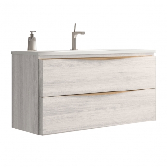 Verona Vogue 2-Drawer Wall Hung Vanity Unit with Ceramic Basin 800mm Wide - Birch