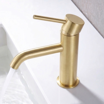 Verona RIvenza Brushed Brass Basin Mixer Tap (inc Waste) | Product Image
