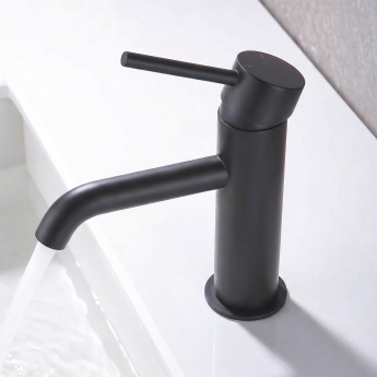 Verona Rivenza Matt Black Basin Mixer Tap (inc Waste) | Product Image