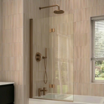 Verona Rivenza Bronze 8mm Straight Hinged Bath Screen 1500mm H x 900mm W | Product Image