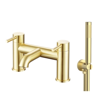 Verona RIvenza Brushed Brass Bath Shower Mixer Tap (inc Kit) | Product Image