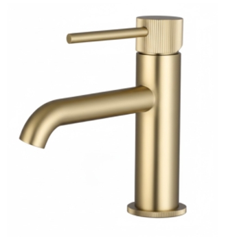 Verona Rivenza Fluted Brushed Brass Basin Mixer Tap (inc Waste) | Product Image