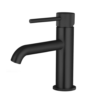 Verona Rivenza Fluted Matt Black Basin Mixer Tap (inc Waste) | Product Image