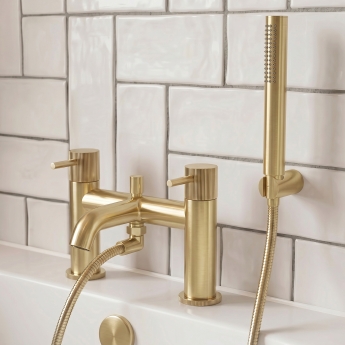 Verona Rivenza Fluted Brushed Brass Bath Shower Mixer Tap (inc Kit) | Product Image