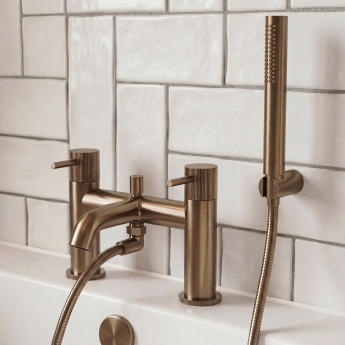 Verona Rivenza Fluted Brushed Bronze Bath Shower Mixer Tap (inc Kit) | Product Image
