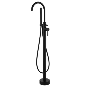 Verona Rivenza Fluted Matt Black Freestanding Bath Shower Mixer Tap (inc Kit) | Product Image