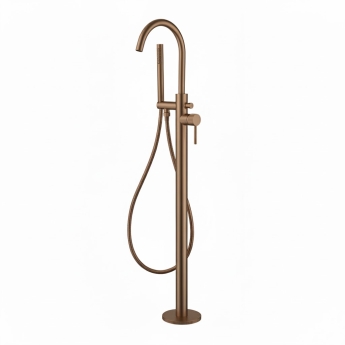 Verona Rivenza Fluted Brushed Bronze Freestanding Bath Shower Mixer Tap (inc Kit) | Product Image