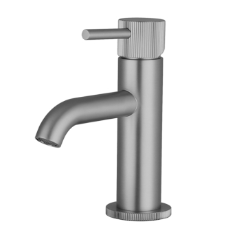 Verona Rivenza Fluted Gunmetal Mini Basin Mixer Tap (inc Waste) | Product Image