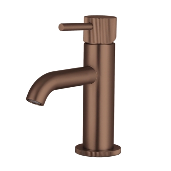 Verona Rivenza Fluted Brushed Bronze Mini Basin Mixer Tap (inc Waste) | Product Image