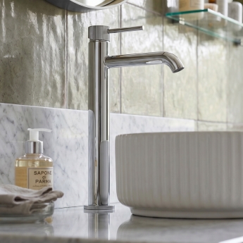 Verona Rivenza Fluted Chrome Tall High Rise Basin Mixer Tap | Product Image