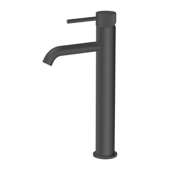 Verona Rivenza Fluted Matt Black Tall High Rise Basin Mixer Tap | Product Image