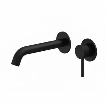 Verona Rivenza Fluted Matt Black Wall Mounted Basin Mixer Tap | Product Image