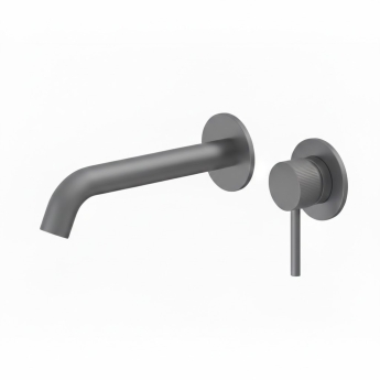 Verona Rivenza Fluted Gunmetal Wall Mounted Basin Mixer Tap | Product Image