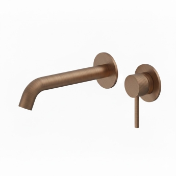 Verona Rivenza Fluted Brushed Bronze Wall Mounted Basin Mixer Tap | Product Image