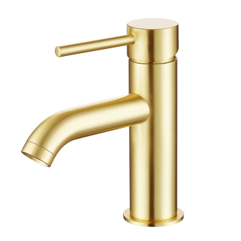 Verona RIvenza Brushed Brass Mini Basin Mixer Tap (inc Waste) | Product Image