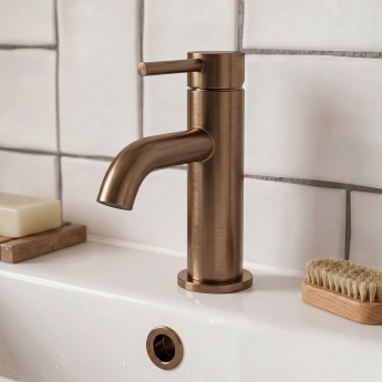 Verona Rivenza Brushed Bronze Mini Basin Mixer Tap (inc Waste) | Product Image