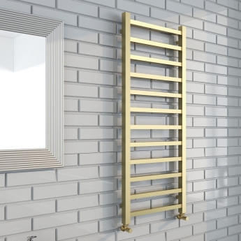 Verona Rivenza Square Brushed Brass Designer Towel Rail | Product Image