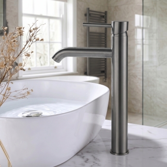 Verona Rivenza Gunmetal Tall High Rise Basin Mixer Tap | Product Image