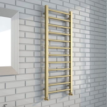 Verona Rivenza Round Brushed Brass Designer Towel Rail | Product Image