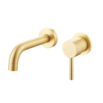 Verona RIvenza Brushed Brass Wall Mounted Basin Mixer Tap | Product Image