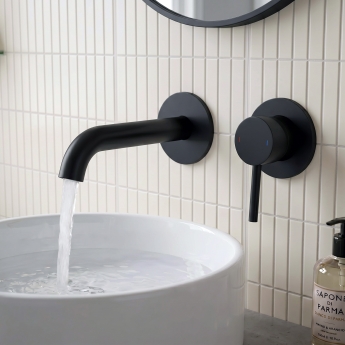 Verona Rivenza Matt Black Wall Mounted Basin Mixer Tap | Product Image