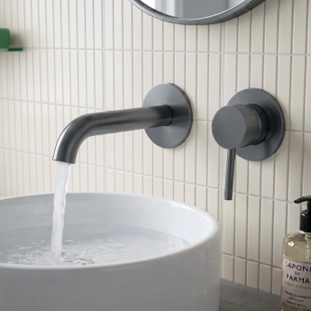 Verona Rivenza Gunmetal Wall Mounted Basin Mixer Tap | Product Image