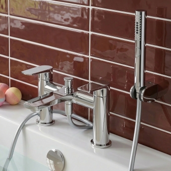 Verona Rovio Chrome Pillar Mounted Bath Shower Mixer Tap (inc Kit) | Product Image