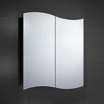 Verona Tide 2-Door Mirrored Bathroom Cabinet 600mm Wide - Stainless Steel