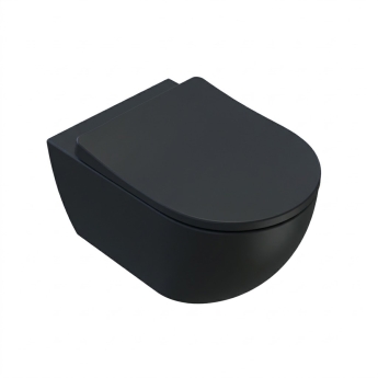 Verona Trevello Black Rimless Wall Hung Toilet (inc Soft Close Seat) | Product Image