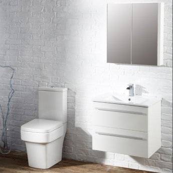 Verona Trevi 2-Door Mirrored Bathroom Cabinet 650mm H x 600mm W White