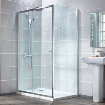 Verona Uno Sliding Shower Door with Tray 1200mm x 760mm - 6mm Glass