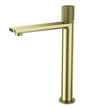 Verona Velora Brushed Brass Tall High Rise Basin Mixer Tap | Product Image